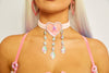 Love heart diamond rhinestone pink choker necklace sequin festival fashion doof rave edc burning man coachella 